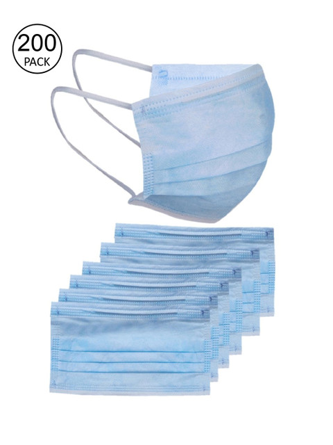 

OOMPH Unisex Pack Of 200 Blue 3-Ply Disposable Surgical Masks