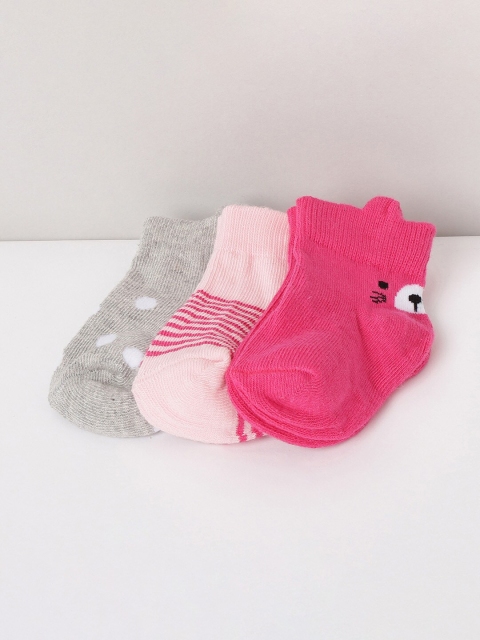 

max Infants Girls Pack Of 3 Assorted Ankle-Length Socks
