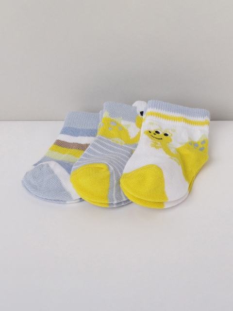 

max Boys Pack of 3 Patterned Ankle-Length Socks, Grey