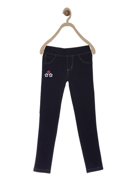 

612 league Girls Navy Blue Classic Slim Fit Jeans