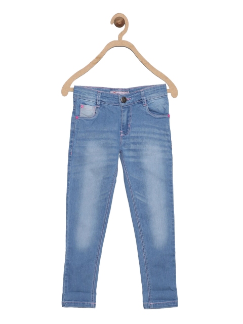 

612 league Girls Blue Classic Slim Fit Light Fade Jeans