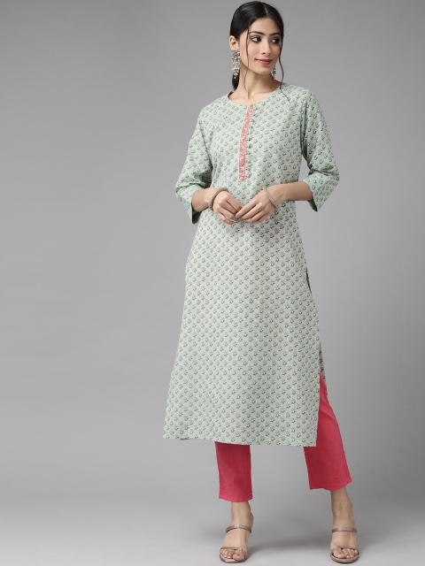 

Cayman Women Sea Green Ethnic Motifs Printed Kurta