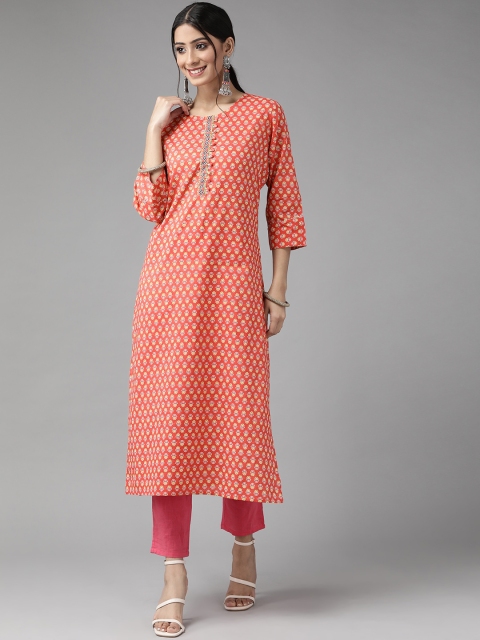 

Cayman Women Red Ethnic Motifs Printed Kurta