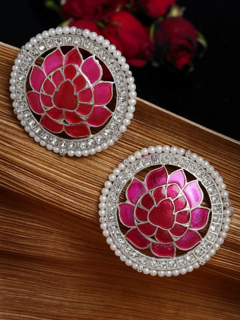 

PANASH Silver-Toned Circular Studs Earrings