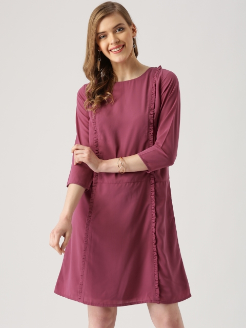 

Marie Claire Women Magenta Solid A-Line Dress