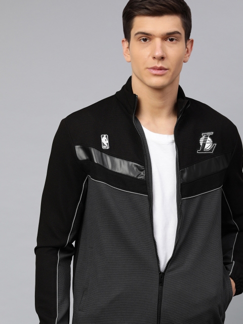 

NBA Men Black & Charcoal Colourblocked Los Angeles Lakers Fan Jacket