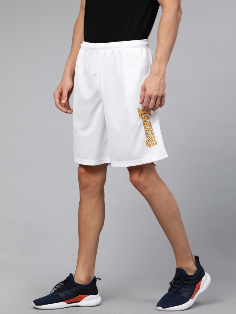 

NBA Men White Loose Fit Los Angeles Lakers Basketball Shorts
