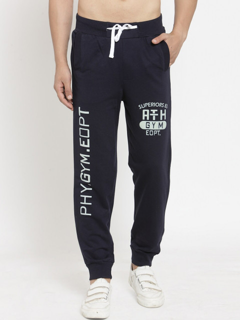 

JAINISH Men Navy Blue Printed Pure Cotton Jogger Track Pant