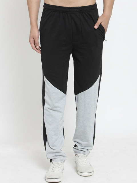 

JAINISH Men Black Colourblocked Pure Cotton Track Pants