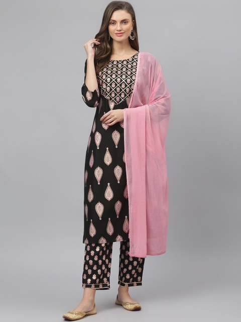 

Stylum Women Black Ethnic Motifs Printed Kurta with Trousers
