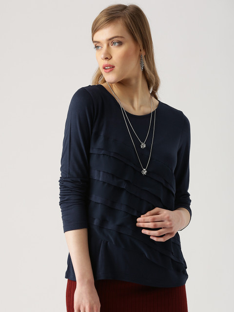 

Marie Claire Women Navy Layered Detail Top, Navy blue