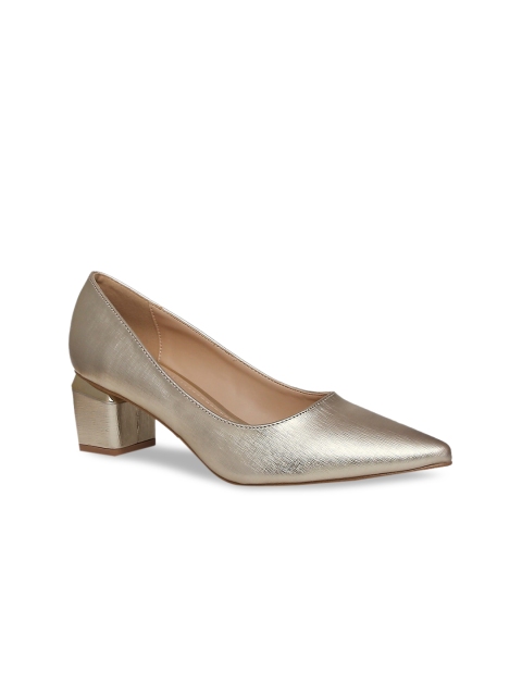 

20Dresses Women Gold-Toned PU Block Pumps