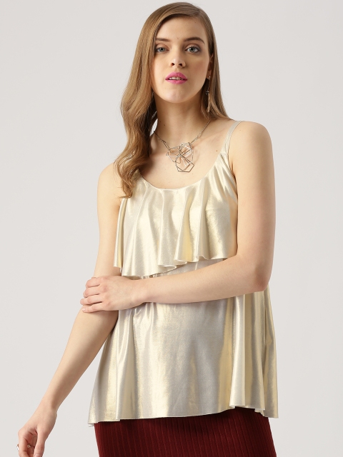 Marie Claire Women Golden Layered A-Line Top Marie Claire Women Golden Layered A-Line Top