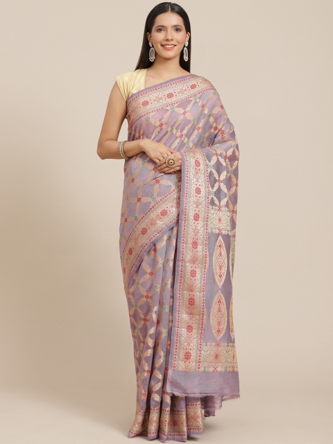 

Banarasi Style Lavender Woven Design Silk Cotton Banarasi Saree