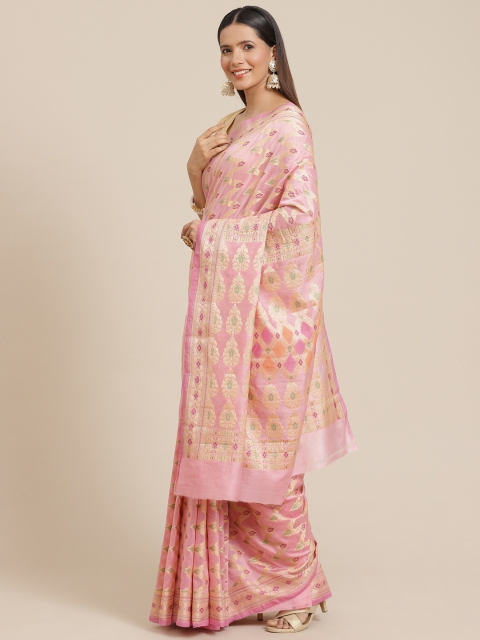 

Banarasi Style Pink & Beige Ethnic Motifs Banarasi Saree