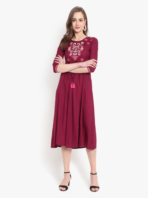 

Ashlee Purple Ethnic Midi Dress