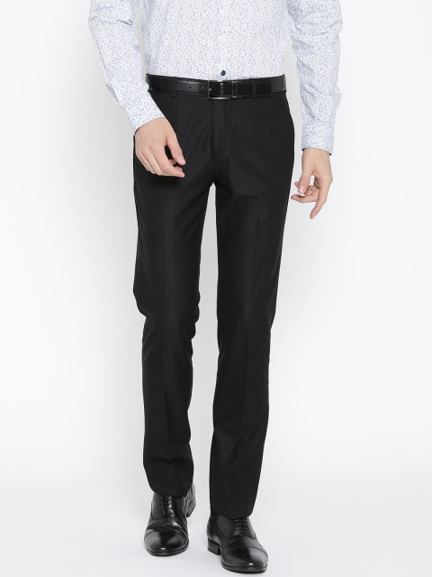 

Blackberrys Men Black Solid Formal Trousers