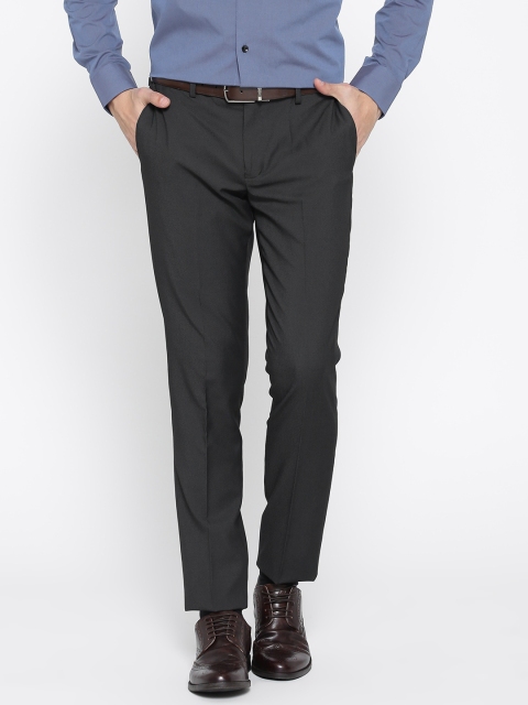

Blackberrys Men Charcoal Grey Sharp Regular Fit Solid Formal Trousers