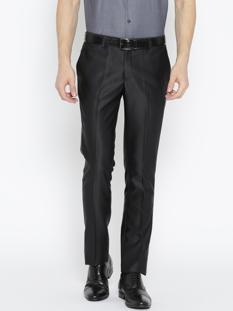 

Blackberrys Men Charcoal Grey Regular Fit Solid Formal Trousers