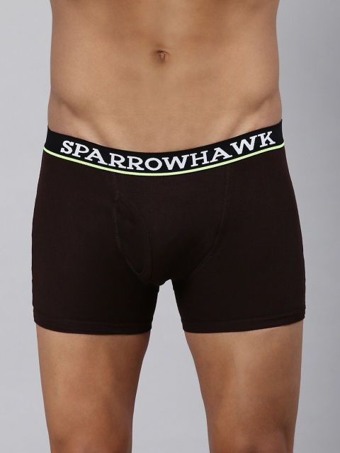 

SPARROWHAWK Men Coffee Brown Solid Cotton Trunk