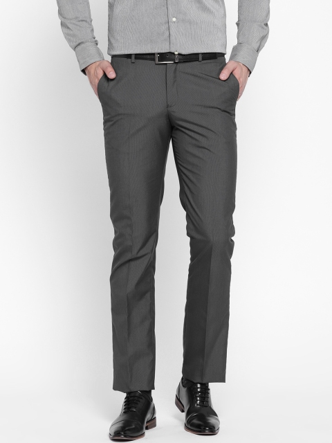 

Blackberrys Men Grey Regular Fit Self Design Formal Trousers