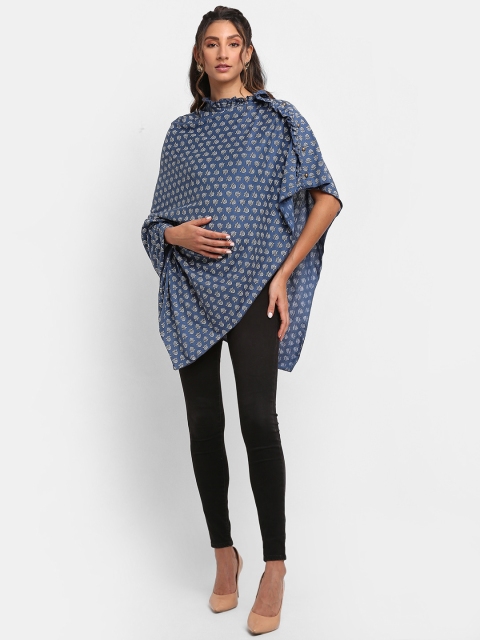 

Tiara Women Navy Blue & White Printed Maternity Waterfall Cover-Up Shrug