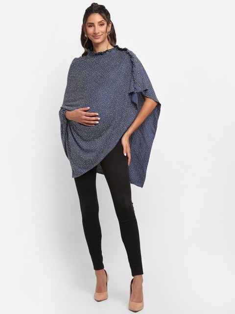 

Tiara Women Blue & White Printed Maternity & Feeding Cover-Up Tie-Up Shrug