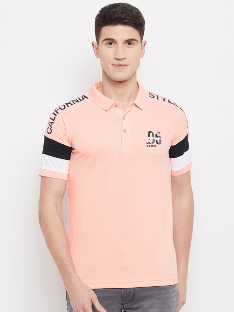 

Duke Men Pink Polo Collar Applique Cotton Slim Fit T-shirt