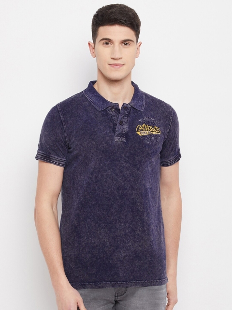 

Duke Men Blue & Yellow Polo Collar Applique Slim Fit T-shirt