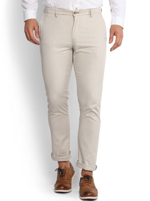 

Blackberrys Men Beige Slim Fit Solid Chinos