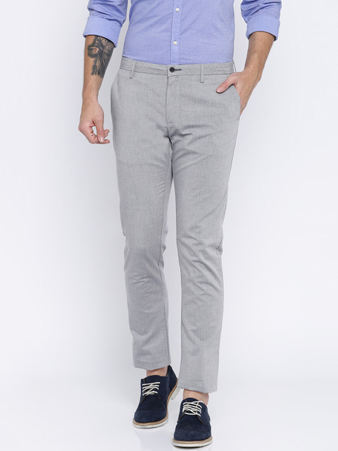 

Blackberrys Men Blue B-95 Slim Fit Self Design Formal Trousers