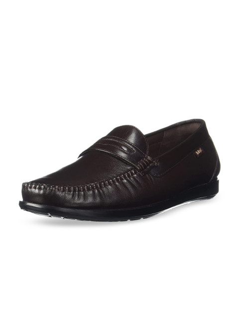 

Lee Cooper Men Brown Solid Leather Penny Loafers