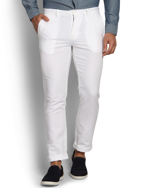 

Blackberrys Men White Slim Fit Solid Chinos