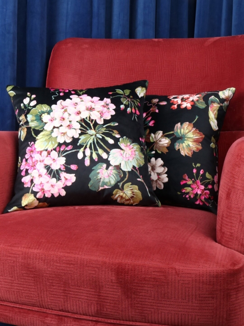 

Dreams Black & Pink Floral Velvet Square Cushion Covers