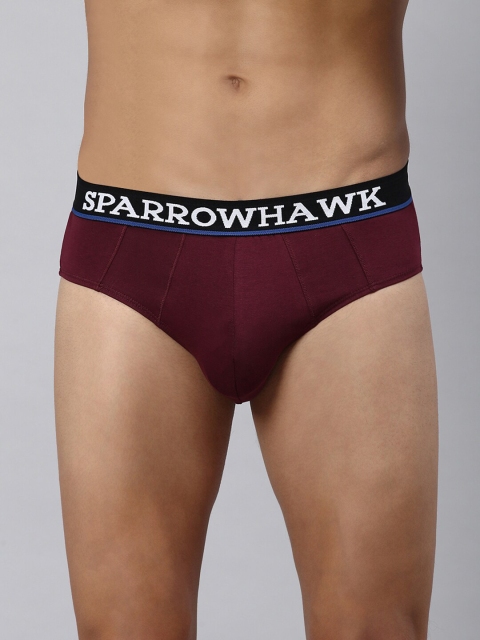 

SPARROWHAWK Men Maroon Solid Cotton Basic Brief 1221MBFSOWI1OE03