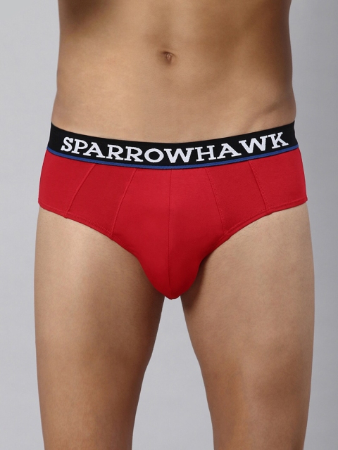 

SPARROWHAWK Men Red Solid Cotton Mid-Rise Basic Briefs