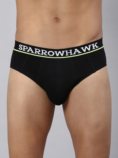

SPARROWHAWK Men Black Solid Cotton Basic Brief 1221MBFSOBL1OE02