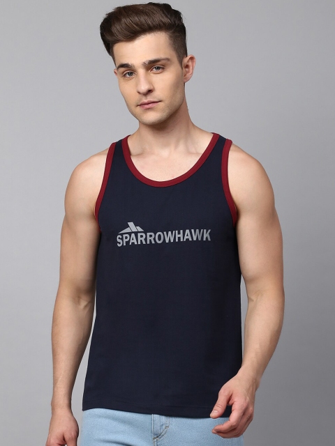 

SPARROWHAWK Men Navy Blue Printed Sustainable Vest