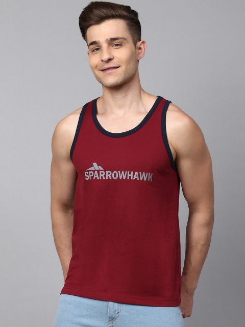 

SPARROWHAWK Men Maroon BrandLogo Sustainable Innerwear Vest