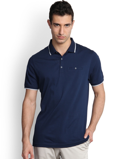 

Blackberrys Men Navy Solid Polo Collar Pure Cotton T-shirt, Navy blue
