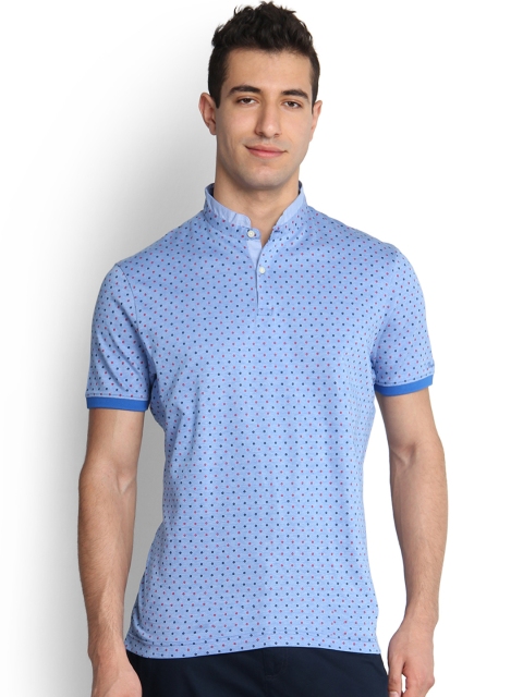 

Blackberrys Men Blue Printed Slim Fit Mandarin T-shirt