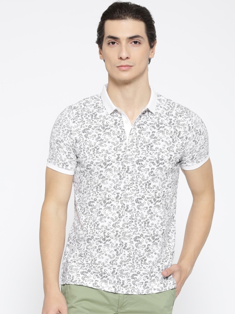 

Blackberrys Men White Printed Polo Collar T-shirt
