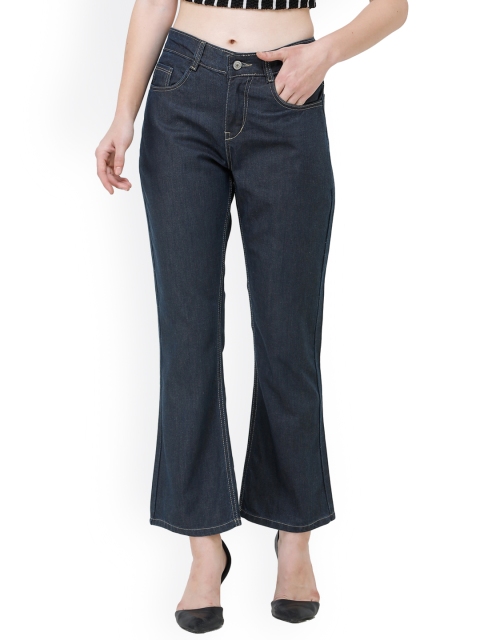 

DECHEN Women Grey Smart Bootcut Stretchable Cotton Denim Jeans