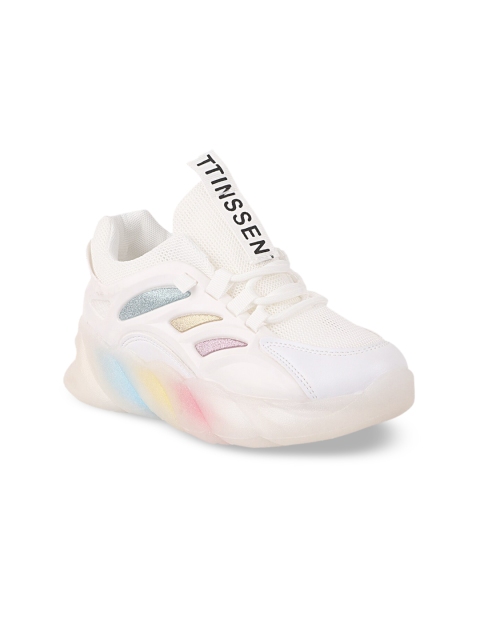 

THE WHITE POLE Women White Embellished Lightweight Mesh Sneakers