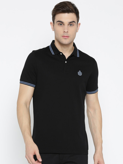 

Blackberrys Men Black Solid Polo Collar Pure Cotton T-shirt