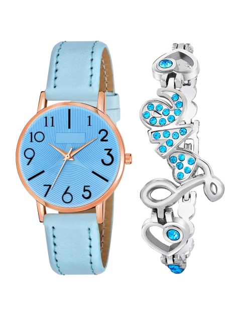 

Rage Enterprise Women Blue Brass Printed Dial & Straps Analogue Watch with Bracelet