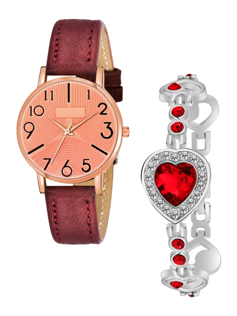 

Rage Enterprise Women Pack of 2 Red Brass Dial Analogue Watches