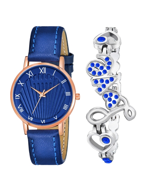 

Rage Enterprise Women Blue Printed Dial Bracelet Style Analogue Watch With Bracelet