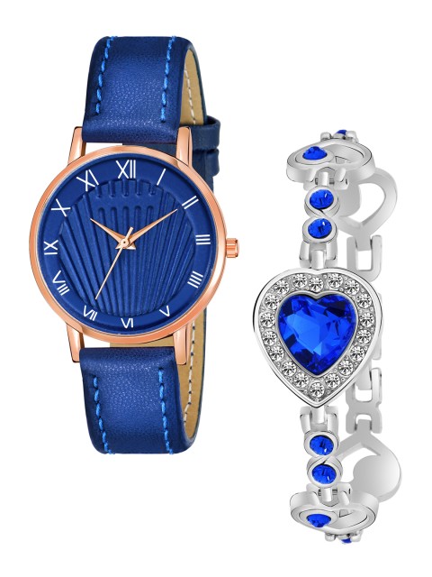 

Rage Enterprise Women Pack of 2 Stainless Steel Bracelet Style Straps Analogue Watch, Navy blue