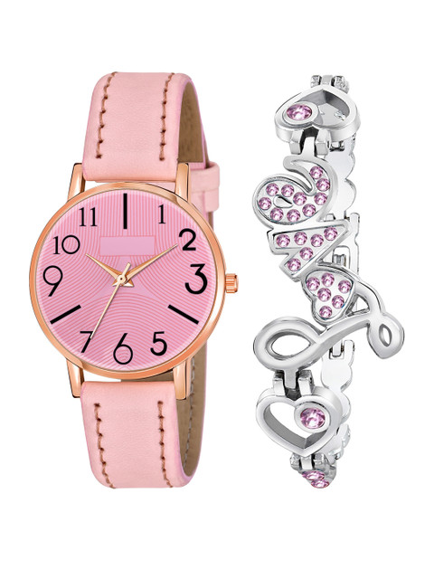 

Rage Enterprise Pink Brass Dial & Pink Leather Straps Analogue Watch